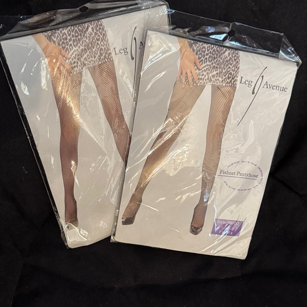 Two pairs Brand New Black Fishnet Pantyhose Plus Size 1x- 3x